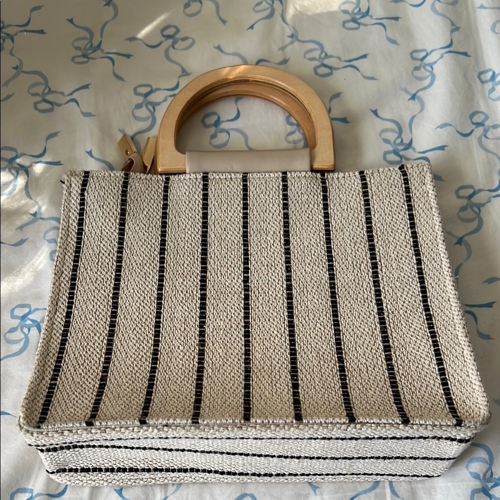 Striped Tan and Black Handbag